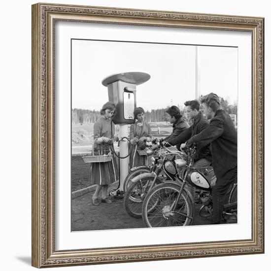 Moped in the 1950S (B/W Photo)-null-Framed Giclee Print