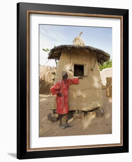 Mopti, A Bobo Man Beside His Millet Granary at a Bobo Village Near Mopti, Mali-Nigel Pavitt-Framed Photographic Print