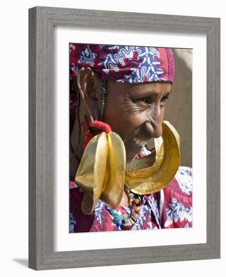 Mopti, A Fulani Woman Wearing Large 14-Carat Gold Earrings, Mali-Nigel Pavitt-Framed Photographic Print