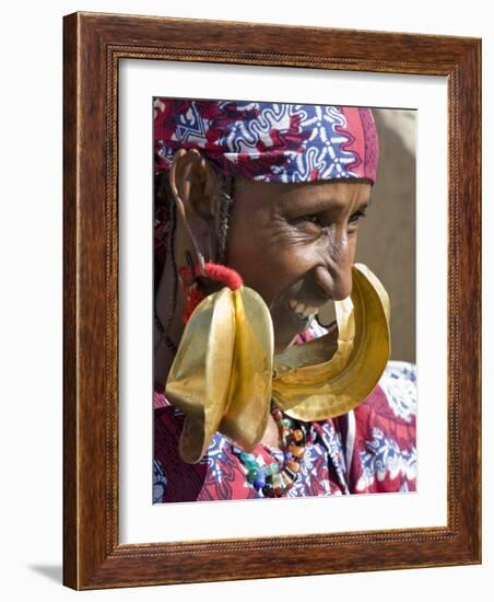 Mopti, A Fulani Woman Wearing Large 14-Carat Gold Earrings, Mali-Nigel Pavitt-Framed Photographic Print