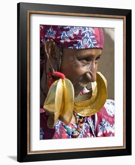 Mopti, A Fulani Woman Wearing Large 14-Carat Gold Earrings, Mali-Nigel Pavitt-Framed Photographic Print