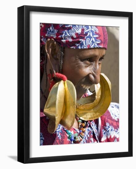 Mopti, A Fulani Woman Wearing Large 14-Carat Gold Earrings, Mali-Nigel Pavitt-Framed Photographic Print