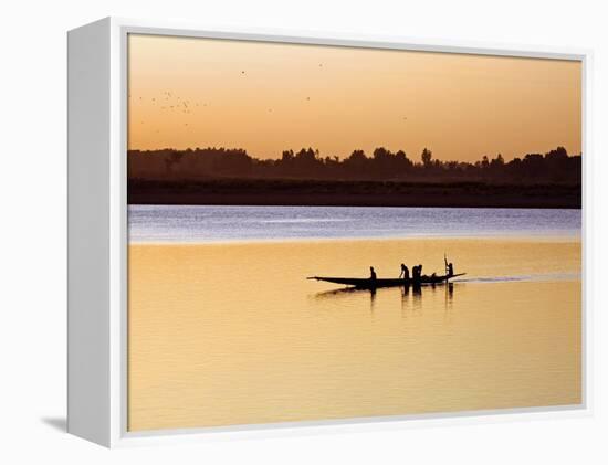 Mopti, at Sunset, a Boatman in a Pirogue Ferries Passengers across the Niger River to Mopti, Mali-Nigel Pavitt-Framed Premier Image Canvas