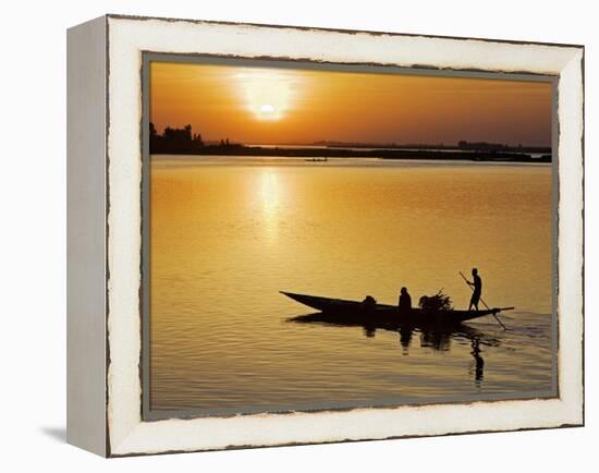 Mopti, at Sunset, a Boatman in a Pirogue Ferries Passengers across the Niger River to Mopti, Mali-Nigel Pavitt-Framed Premier Image Canvas