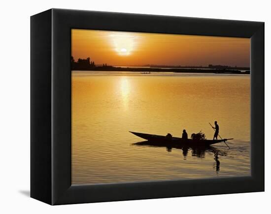 Mopti, at Sunset, a Boatman in a Pirogue Ferries Passengers across the Niger River to Mopti, Mali-Nigel Pavitt-Framed Premier Image Canvas