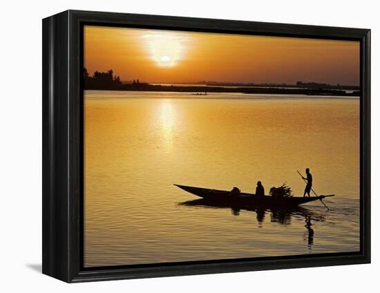 Mopti, at Sunset, a Boatman in a Pirogue Ferries Passengers across the Niger River to Mopti, Mali-Nigel Pavitt-Framed Premier Image Canvas