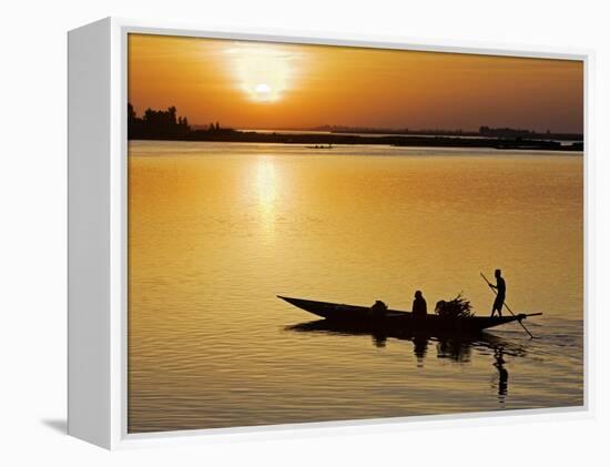 Mopti, at Sunset, a Boatman in a Pirogue Ferries Passengers across the Niger River to Mopti, Mali-Nigel Pavitt-Framed Premier Image Canvas