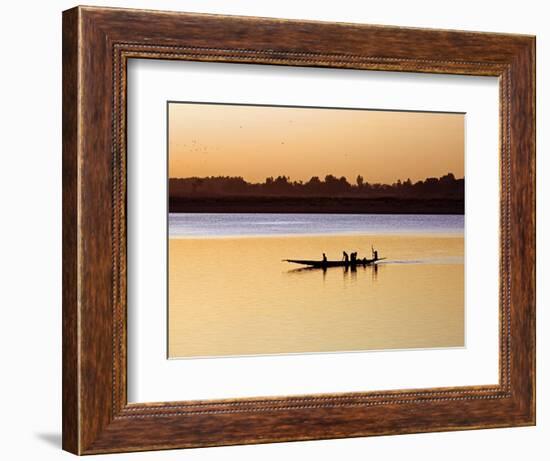 Mopti, at Sunset, a Boatman in a Pirogue Ferries Passengers across the Niger River to Mopti, Mali-Nigel Pavitt-Framed Photographic Print