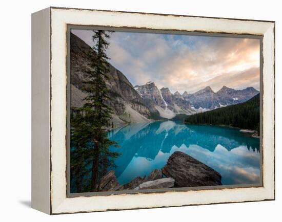 Moraine Lake at sunset in the Canadian Rockies, Banff National Park, UNESCO World Heritage Site, Al-Tyler Lillico-Framed Premier Image Canvas