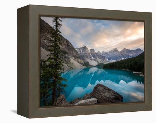 Moraine Lake at sunset in the Canadian Rockies, Banff National Park, UNESCO World Heritage Site, Al-Tyler Lillico-Framed Premier Image Canvas