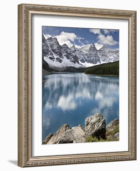 Moraine Lake in Fall with Fresh Snow, Banff Nat'l Park, UNESCO World Heritage Site, Alberta, Canada-James Hager-Framed Photographic Print