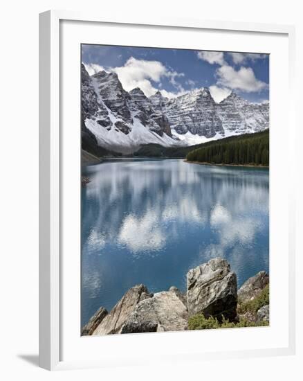 Moraine Lake in Fall with Fresh Snow, Banff Nat'l Park, UNESCO World Heritage Site, Alberta, Canada-James Hager-Framed Photographic Print