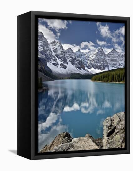 Moraine Lake in the Fall with Fresh Snow, Banff National Park, UNESCO World Heritage Site, Alberta,-James Hager-Framed Premier Image Canvas