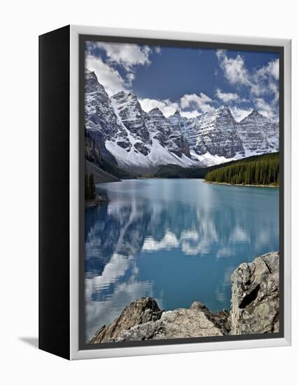 Moraine Lake in the Fall with Fresh Snow, Banff National Park, UNESCO World Heritage Site, Alberta,-James Hager-Framed Premier Image Canvas