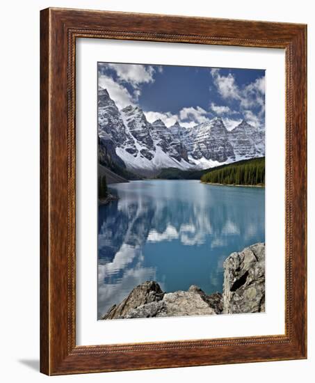 Moraine Lake in the Fall with Fresh Snow, Banff National Park, UNESCO World Heritage Site, Alberta,-James Hager-Framed Photographic Print