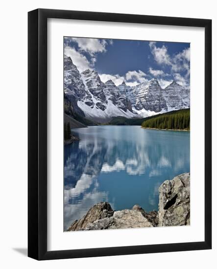 Moraine Lake in the Fall with Fresh Snow, Banff National Park, UNESCO World Heritage Site, Alberta,-James Hager-Framed Photographic Print
