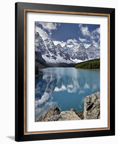 Moraine Lake in the Fall with Fresh Snow, Banff National Park, UNESCO World Heritage Site, Alberta,-James Hager-Framed Photographic Print