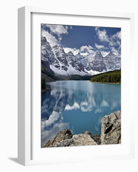 Moraine Lake in the Fall with Fresh Snow, Banff National Park, UNESCO World Heritage Site, Alberta,-James Hager-Framed Photographic Print