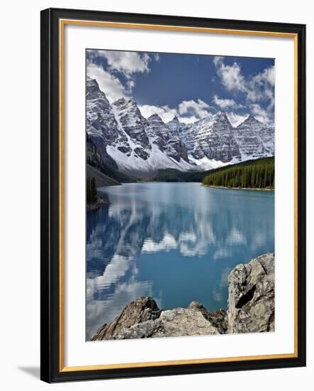 Moraine Lake in the Fall with Fresh Snow, Banff National Park, UNESCO World Heritage Site, Alberta,-James Hager-Framed Photographic Print