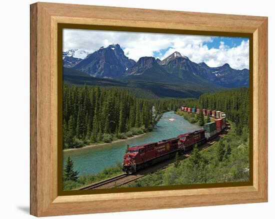 Morants Curve, Bow River, Canadian Pacific Railway, Near Lake Louise, Banff National Park, UNESCO W-Hans Peter Merten-Framed Premier Image Canvas