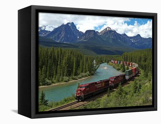 Morants Curve, Bow River, Canadian Pacific Railway, Near Lake Louise, Banff National Park, UNESCO W-Hans Peter Merten-Framed Premier Image Canvas