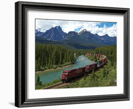 Morants Curve, Bow River, Canadian Pacific Railway, Near Lake Louise, Banff National Park, UNESCO W-Hans Peter Merten-Framed Photographic Print