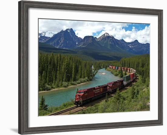 Morants Curve, Bow River, Canadian Pacific Railway, Near Lake Louise, Banff National Park, UNESCO W-Hans Peter Merten-Framed Photographic Print