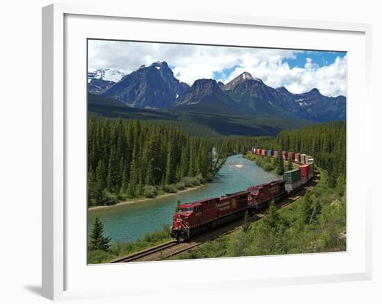 Morants Curve, Bow River, Canadian Pacific Railway, Near Lake Louise, Banff National Park, UNESCO W-Hans Peter Merten-Framed Photographic Print