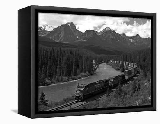 Morants Curve, Bow River, Canadian Pacific Railway, Near Lake Louise, Banff National Park, UNESCO W-Hans Peter Merten-Framed Premier Image Canvas