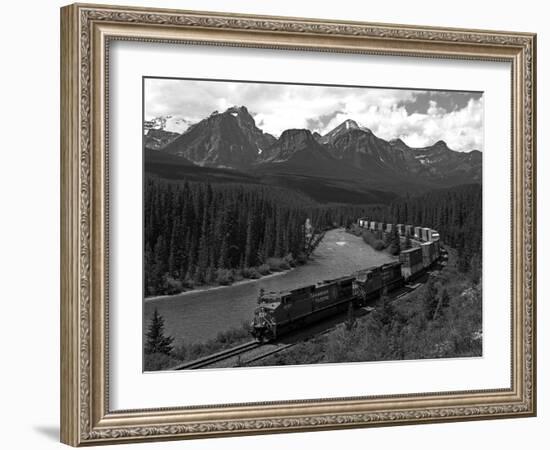 Morants Curve, Bow River, Canadian Pacific Railway, Near Lake Louise, Banff National Park, UNESCO W-Hans Peter Merten-Framed Photographic Print