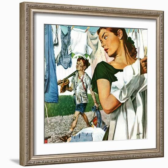 "More Clothes to Clean," April 17, 1948-George Hughes-Framed Giclee Print