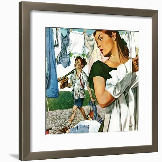 "More Clothes to Clean," April 17, 1948-George Hughes-Framed Giclee Print