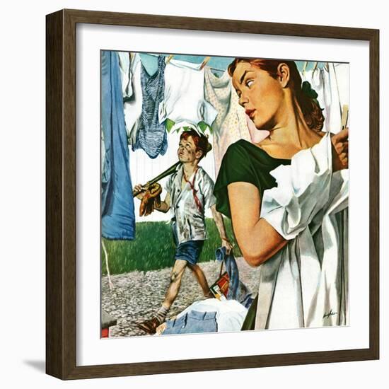 "More Clothes to Clean," April 17, 1948-George Hughes-Framed Giclee Print