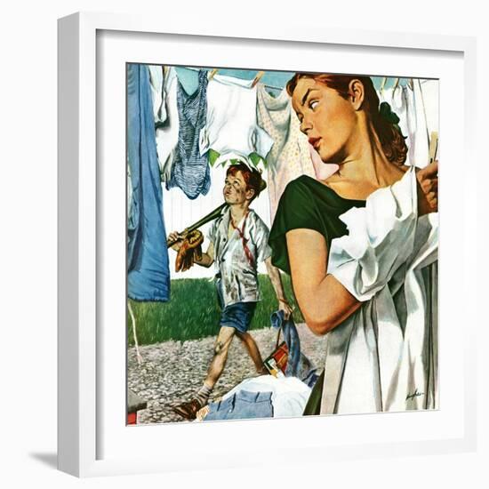 "More Clothes to Clean," April 17, 1948-George Hughes-Framed Giclee Print