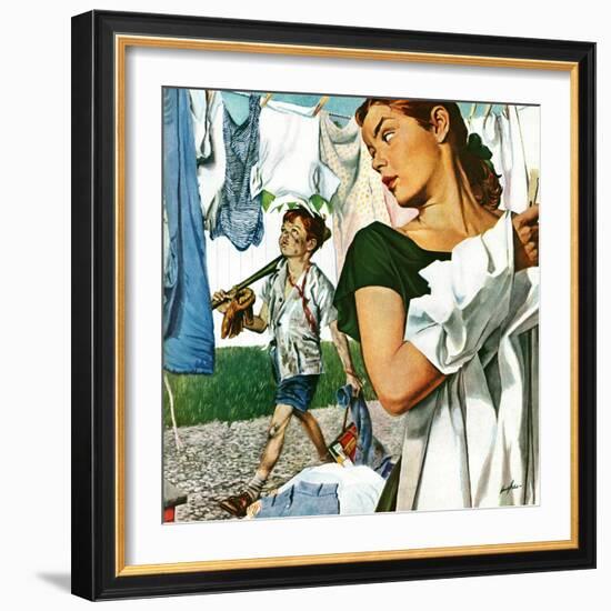 "More Clothes to Clean," April 17, 1948-George Hughes-Framed Giclee Print