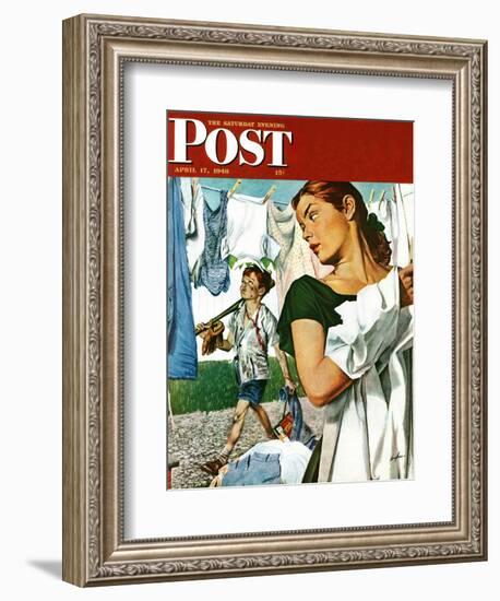 "More Clothes to Clean," Saturday Evening Post Cover, April 17, 1948-George Hughes-Framed Giclee Print