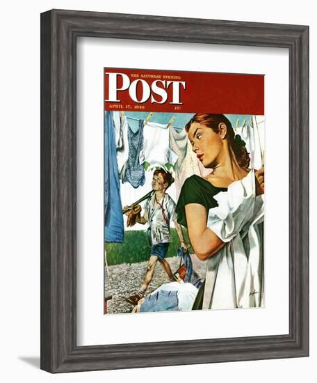 "More Clothes to Clean," Saturday Evening Post Cover, April 17, 1948-George Hughes-Framed Giclee Print