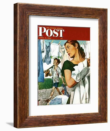 "More Clothes to Clean," Saturday Evening Post Cover, April 17, 1948-George Hughes-Framed Giclee Print