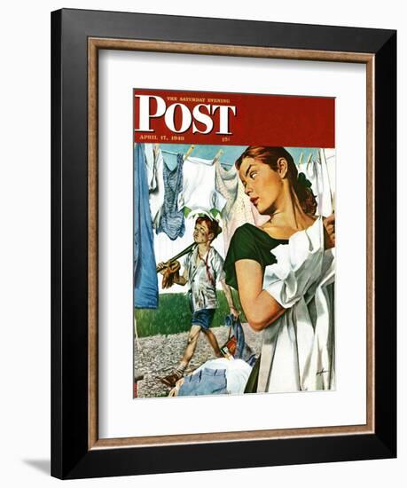 "More Clothes to Clean," Saturday Evening Post Cover, April 17, 1948-George Hughes-Framed Giclee Print