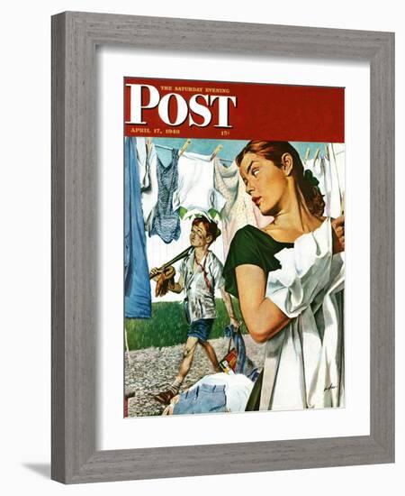 "More Clothes to Clean," Saturday Evening Post Cover, April 17, 1948-George Hughes-Framed Giclee Print