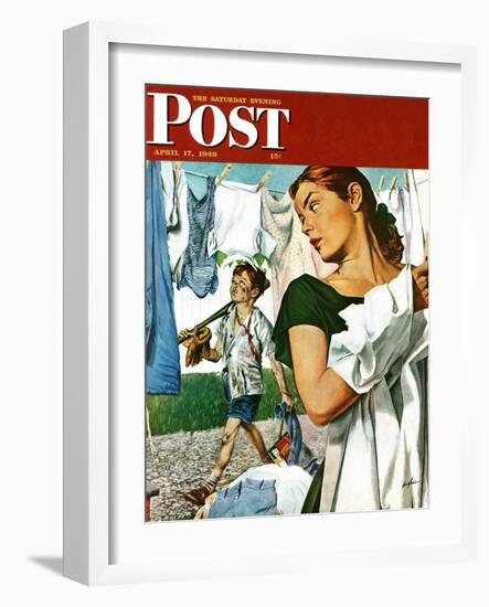 "More Clothes to Clean," Saturday Evening Post Cover, April 17, 1948-George Hughes-Framed Giclee Print