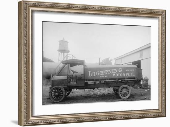 More Power from Lightening Motor Fuel from Penn Oil Truck-null-Framed Art Print