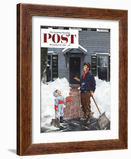 "More Snow?" Saturday Evening Post Cover, December 29, 1951-George Hughes-Framed Giclee Print