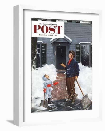 "More Snow?" Saturday Evening Post Cover, December 29, 1951-George Hughes-Framed Giclee Print