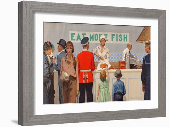 More Than Half the Catch Is Sold as Fried Fish, from the Series 'Caught by British Fishermen'-Charles Pears-Framed Giclee Print