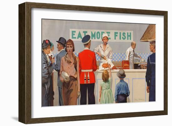 More Than Half the Catch Is Sold as Fried Fish, from the Series 'Caught by British Fishermen'-Charles Pears-Framed Giclee Print