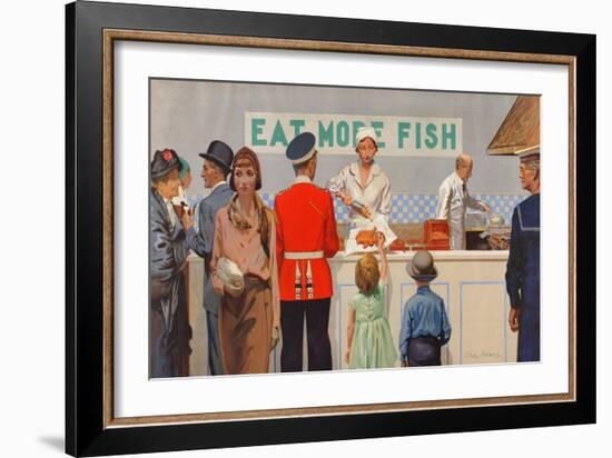 More Than Half the Catch Is Sold as Fried Fish, from the Series 'Caught by British Fishermen'-Charles Pears-Framed Giclee Print