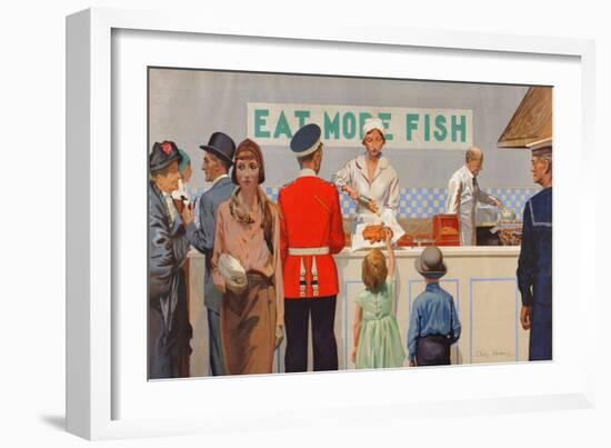 More Than Half the Catch Is Sold as Fried Fish, from the Series 'Caught by British Fishermen'-Charles Pears-Framed Giclee Print