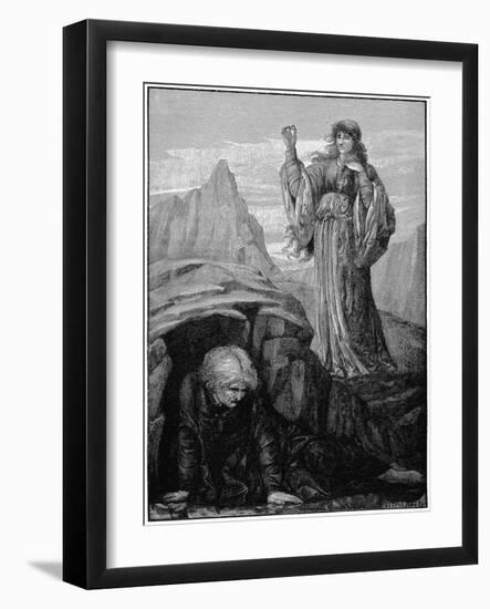 Morgan Le Fay Casts Spell on Merlin-Henry Ryland-Framed Giclee Print