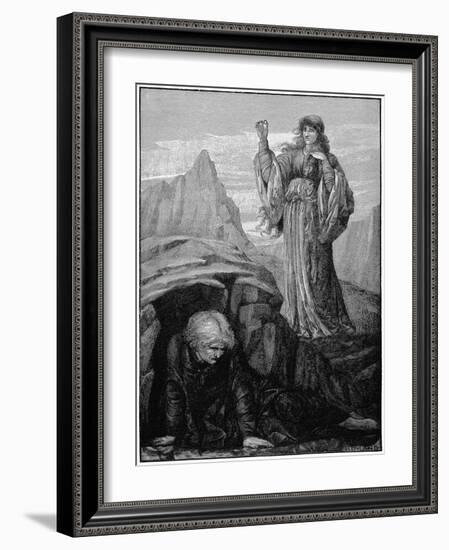 Morgan Le Fay Casts Spell on Merlin-Henry Ryland-Framed Giclee Print